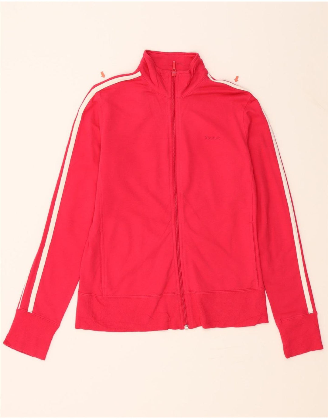 REEBOK Womens Tracksuit Top Jacket UK 10 Small Pink Cotton Vintage Reebok and Second-Hand Reebok from Messina Hembry 