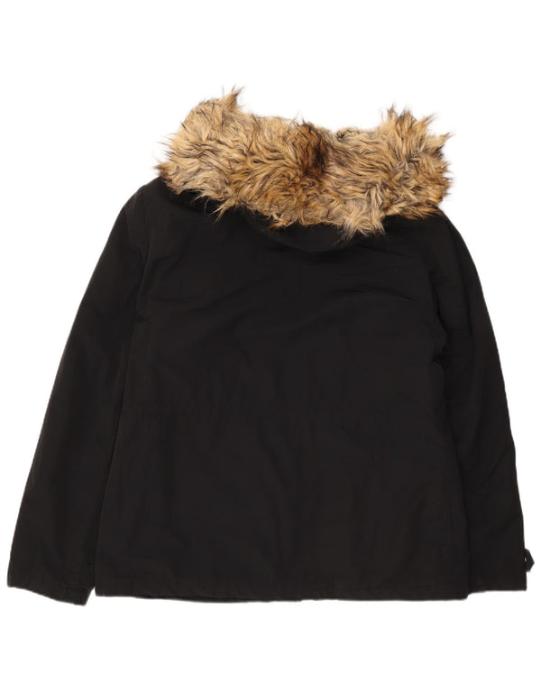Topshop Γυναικείο μπουφάν Sherpa Parka με κουκούλα UK 16 Large Black Polyester