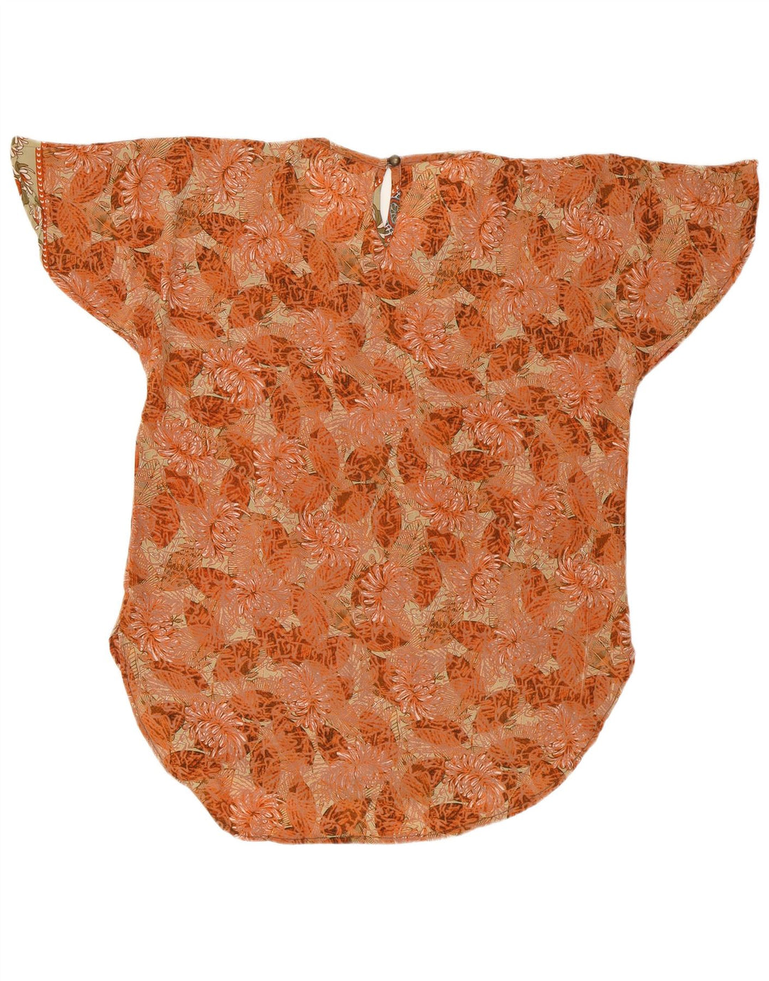 Γυναικεία υπερμεγέθη μπλούζα LAS MAREADAS Top UK 10 Small πορτοκαλί λουλουδένιο μετάξι