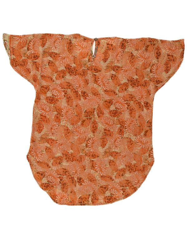 Γυναικεία υπερμεγέθη μπλούζα LAS MAREADAS Top UK 10 Small πορτοκαλί λουλουδένιο μετάξι
