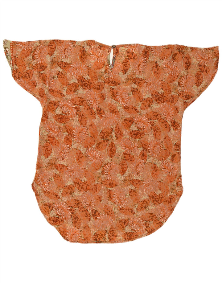 Γυναικεία υπερμεγέθη μπλούζα LAS MAREADAS Top UK 10 Small πορτοκαλί λουλουδένιο μετάξι