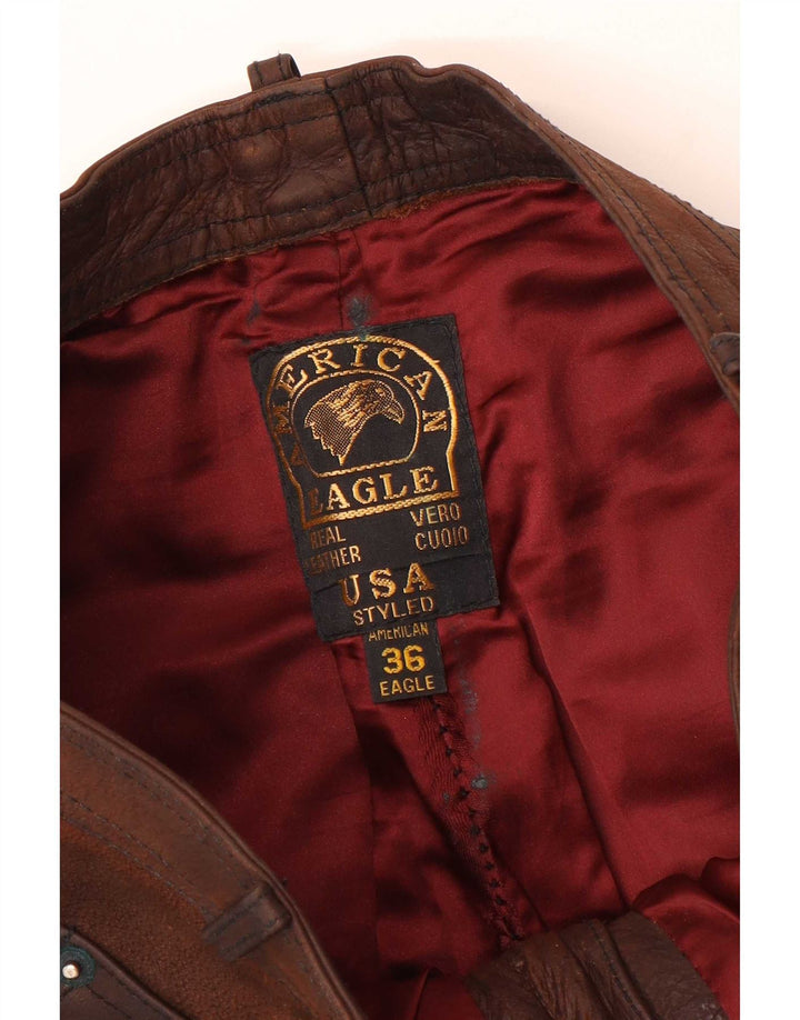 Ανδρικό δερμάτινο ίσιο παντελόνι American Eagle W36 L32 Καφέ