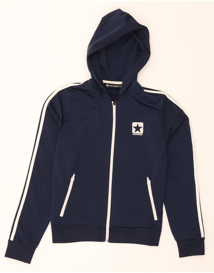 CONVERSE Womens Zip Hoodie Sweater UK 12 Medium Navy Blue Polyester Vintage Converse and Second-Hand Converse from Messina Hembry 
