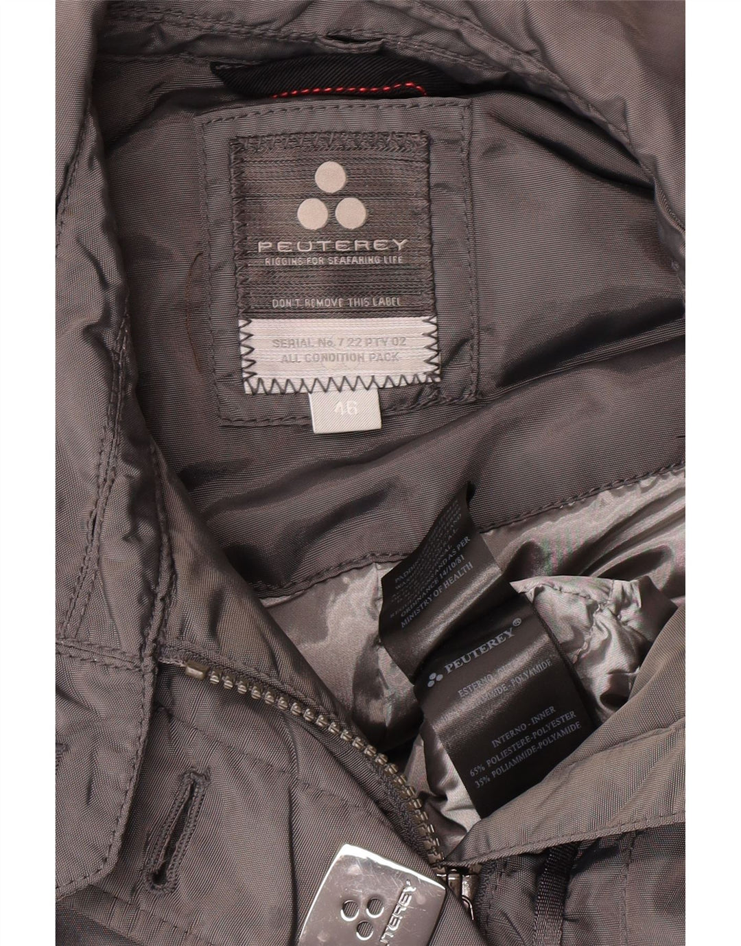 PEUTEREY Γυναικείο τζάκετ με επένδυση IT 46 Large Grey Polyamide Classic
