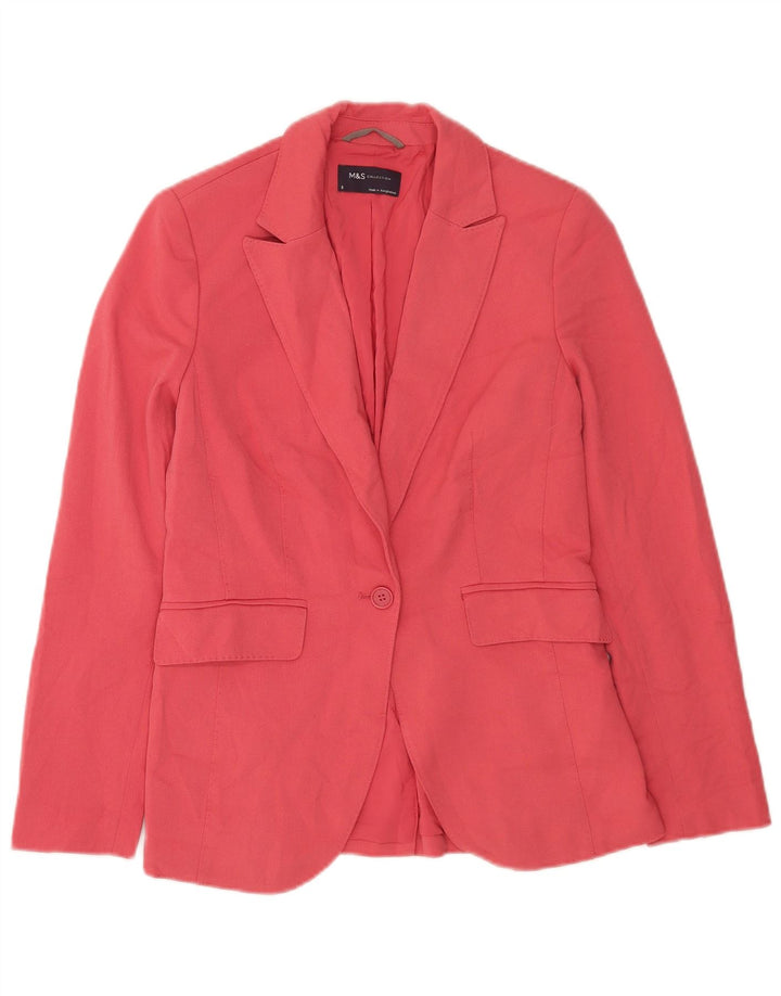 Marks & Spencer Γυναικείο μπουφάν blazer UK 8 μικρό ροζ πολυεστέρα