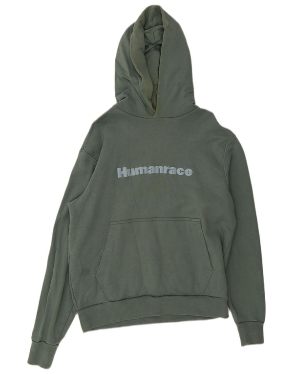 Adidas Mens Humanrace Graphic Hoodie Jumper Μεγάλο πράσινο βαμβακερό