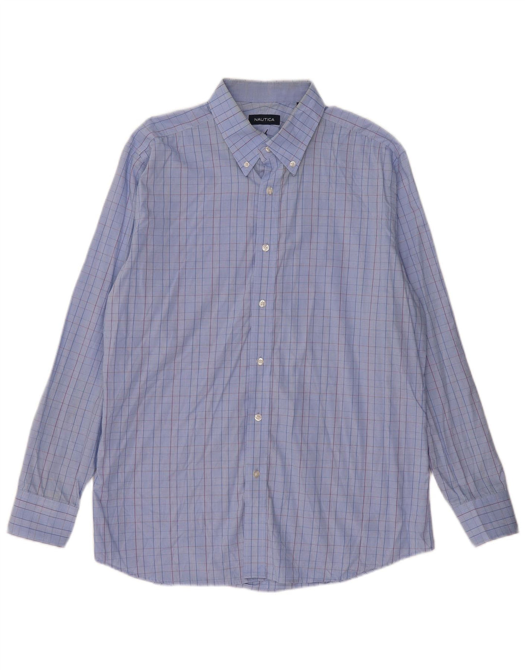 Ανδρικό πουκάμισο Nautica Size 16 1/2 Large Blue Check Cotton