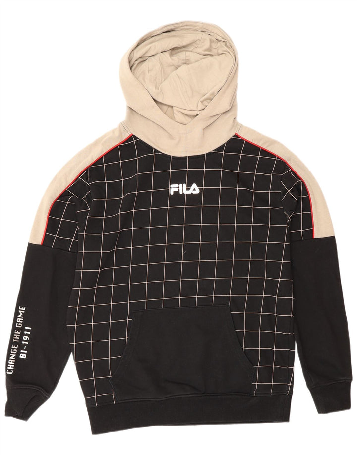 Ανδρικό γραφικό μπλουζάκι με κουκούλα Fila Small Black Check Βαμβακερό