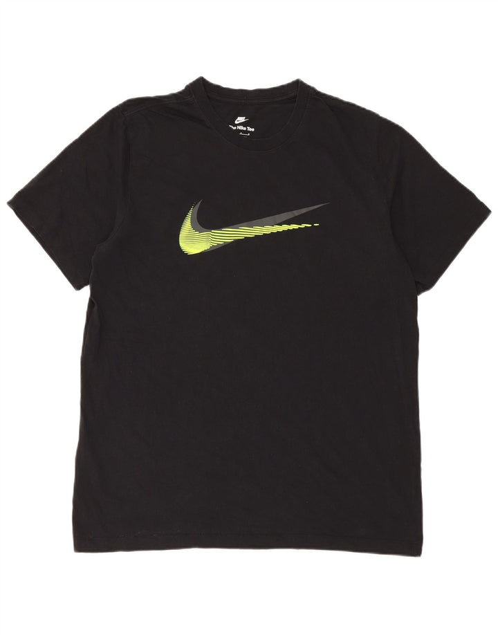 Ανδρικό γραφικό μπλουζάκι NIKE, μεγάλο μαύρο βαμβακερό