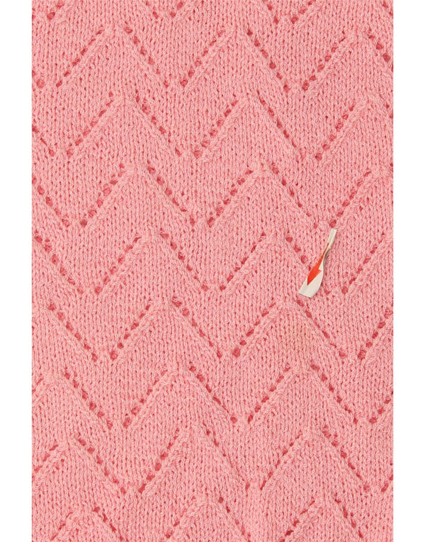 Vintage Womens Crop Polo Neck Vest Tank Top UK 10 Small Pink