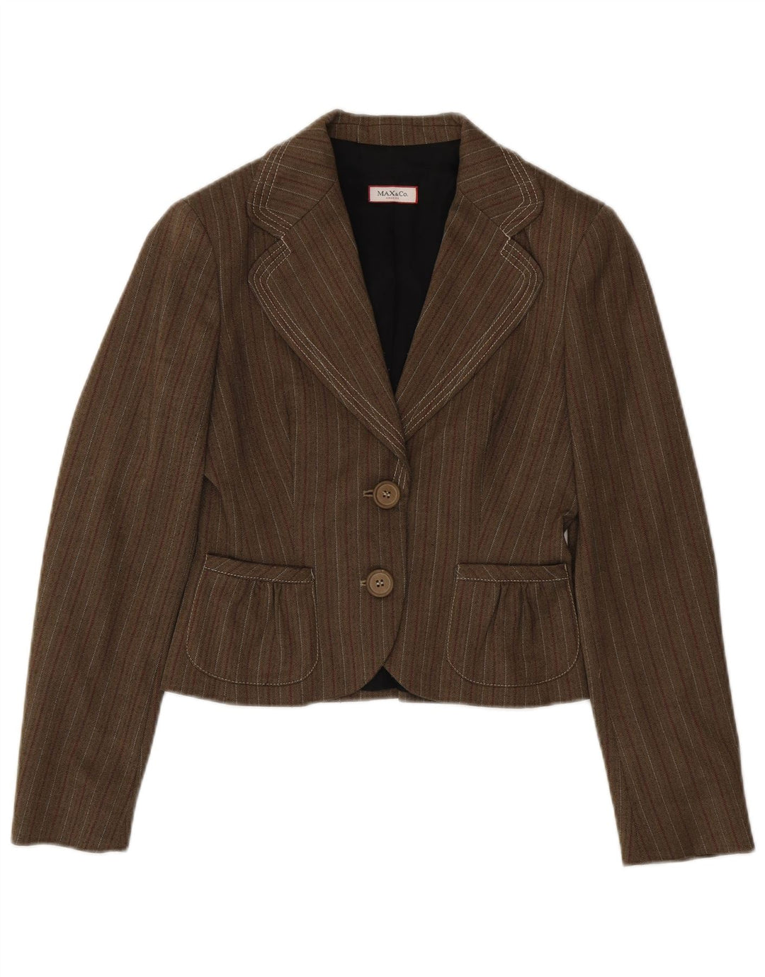 Max & Co. Γυναικείο μπλέιζερ με 2 κουμπιά μπουφάν UK 10 Small καφέ ριγέ