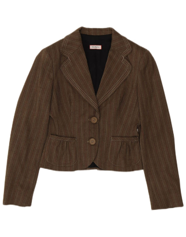Max & Co. Γυναικείο μπλέιζερ με 2 κουμπιά μπουφάν UK 10 Small καφέ ριγέ