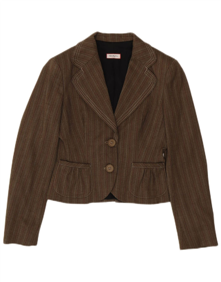 Max & Co. Γυναικείο μπλέιζερ με 2 κουμπιά μπουφάν UK 10 Small καφέ ριγέ