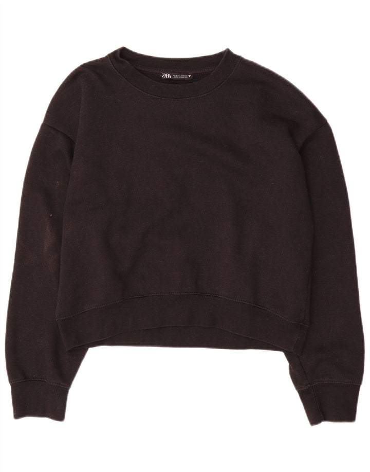 Zara Γυναικεία φούτερ υπερμεγέθης Crop Jumper UK 10 Small Black Polyester