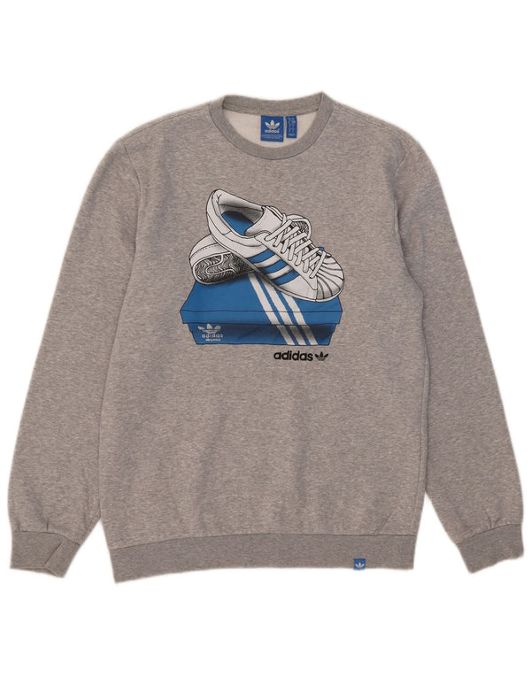 Ανδρικό γραφικό φούτερ Adidas Jumper Μικρό γκρι βαμβακερό