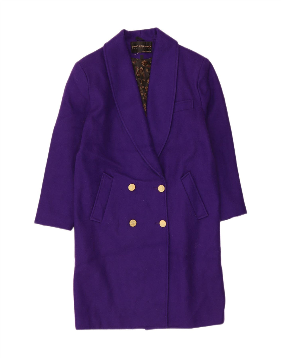 David Benjamin Γυναικείο παλτό με διπλό στήθος US 8 Medium Purple Wool
