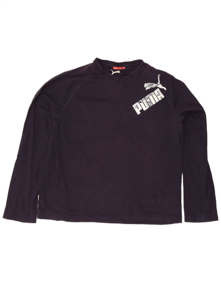 Ανδρικό γραφικό τοπ Puma μακρυμάνικο 2XL Navy Blue βαμβακερό
