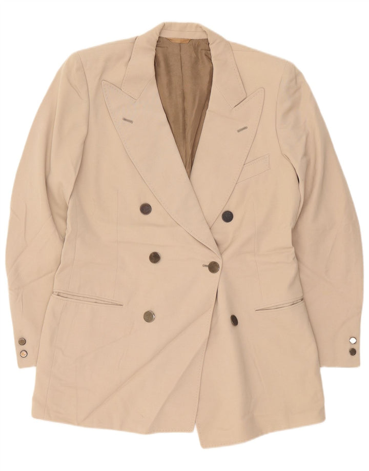 Vintage ανδρικό σακάκι blazer διπλό στήθος IT 50 μεγάλο μπεζ παρθένο μαλλί