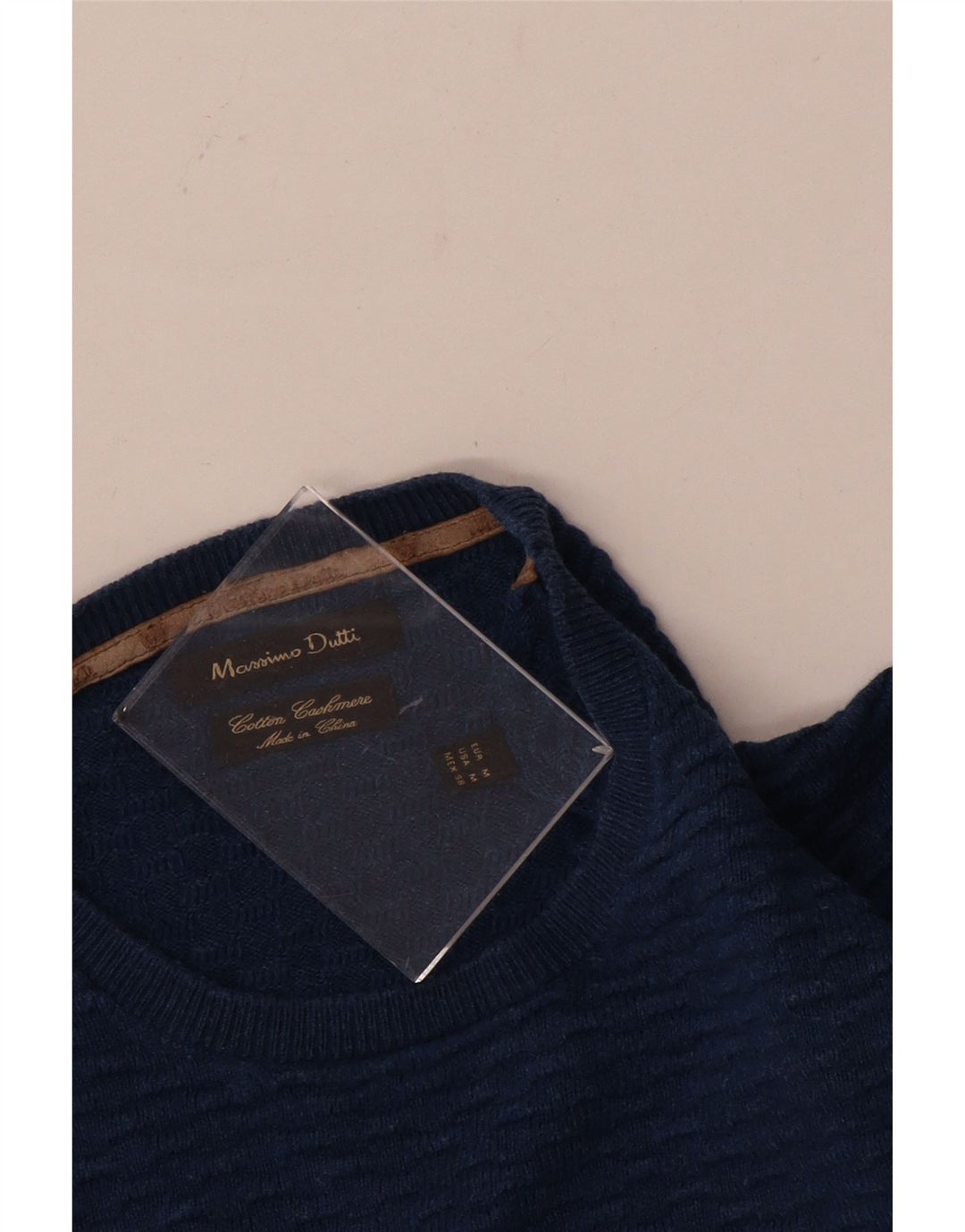 Massimo Dutti Ανδρικό πουλόβερ με λαιμόκοψη, μεσαίο βαμβακερό