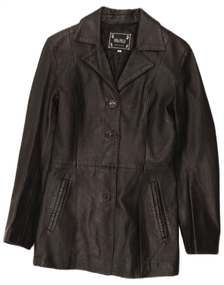 Vintage Γυναικείο Δερμάτινο Μπουφάν UK 8 Small Black Leather