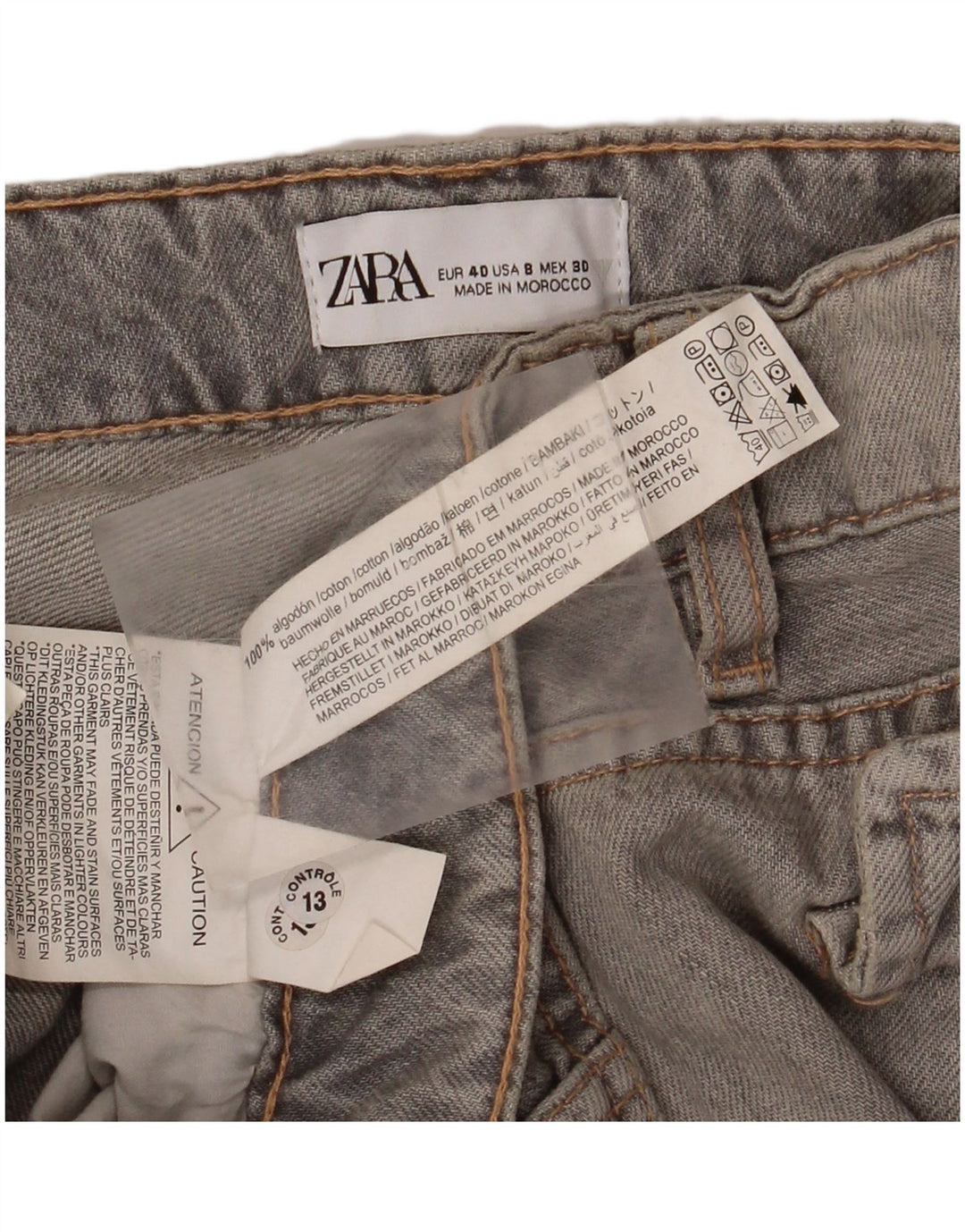 Γυναικείο τζιν ZARA Cargo Wide Leg EU 40 Medium W30 L34 Γκρι βαμβακερό