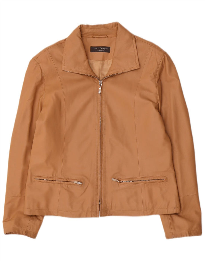 Franco Callegari Γυναικείο Bomber Δερμάτινο Μπουφάν UK 16 Large Beige Leather