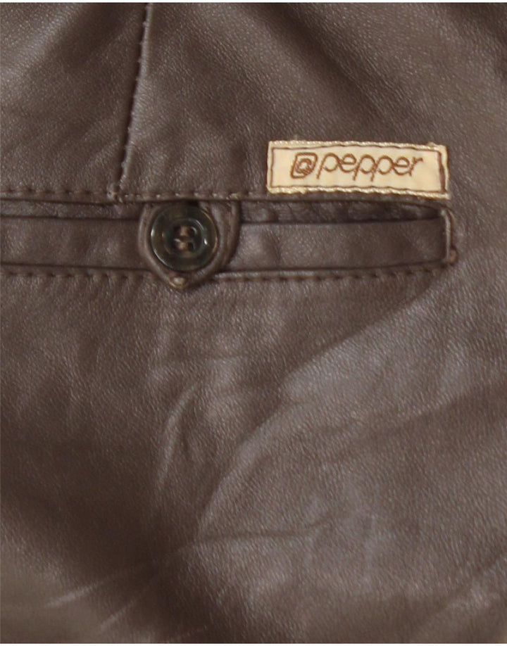 Γυναικείο ίσιο δερμάτινο παντελόνι VINTAGE W25 L29 Καφέ