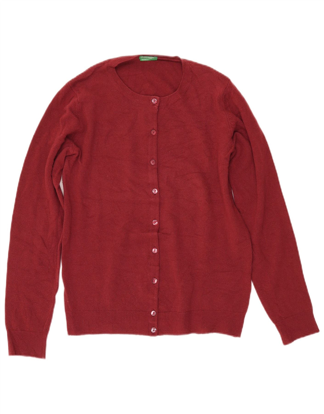 BENETTON Γυναικεία ζακέτα Crop UK 12 Medium Maroon μαλλί Merino