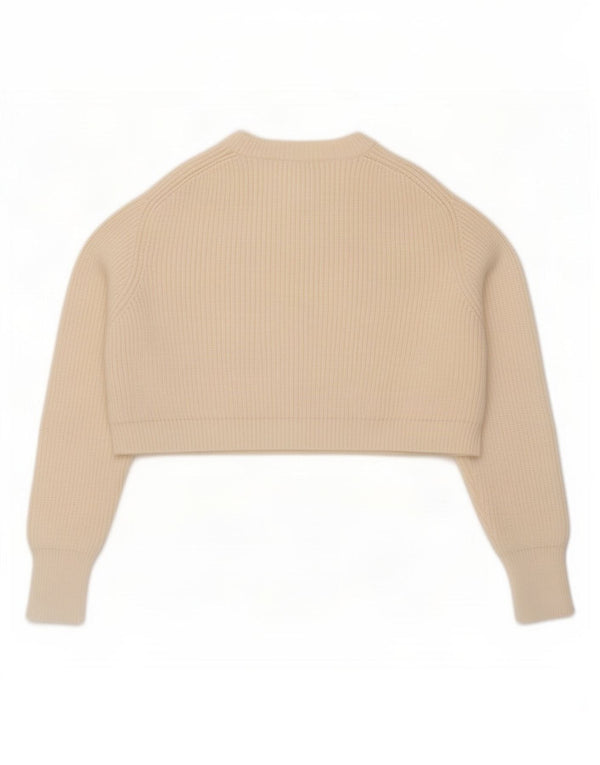 Zara Γυναικείο πουλόβερ Loose Fit Crop Crew Neck Jumper UK 14 Medium Off White
