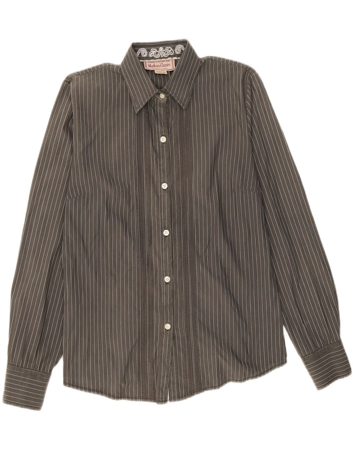 MARLBORO CLASSICS Womens Shirt Size 40 Medium Grey Striped