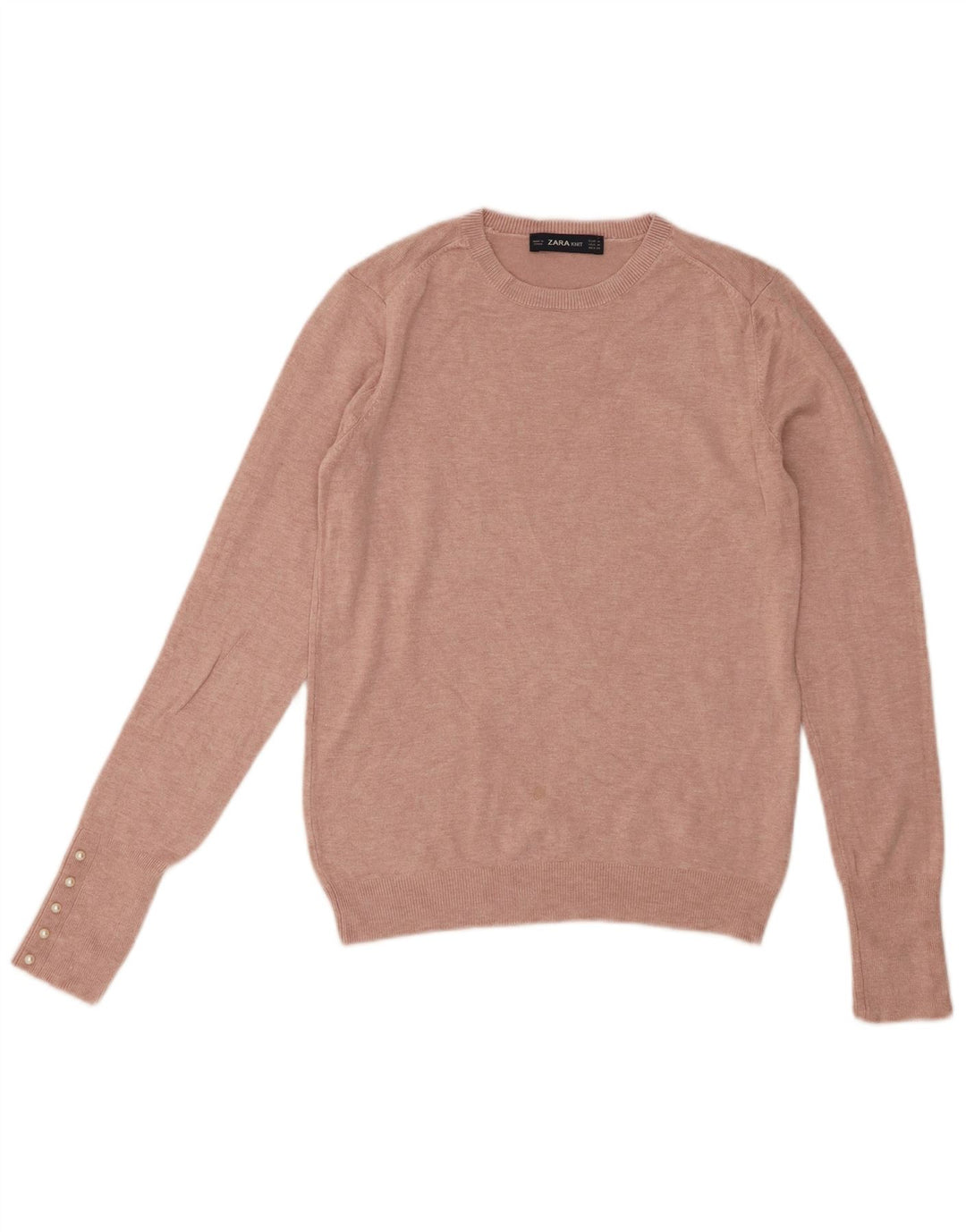 Zara Γυναικείο πουλόβερ με λαιμόκοψη UK 12 Medium Pink Viscose