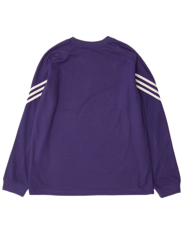 Ανδρικό τοπ Adidas με μακρυμάνικο μεσαίο μωβ πολυεστέρας