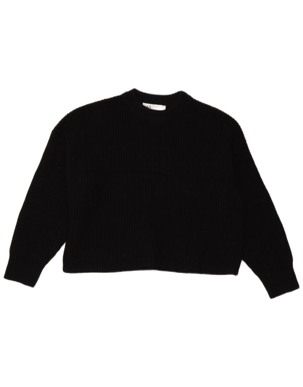 Zara Γυναικείο Crop Oversized πουλόβερ με λαιμόκοψη UK 10 Small Black