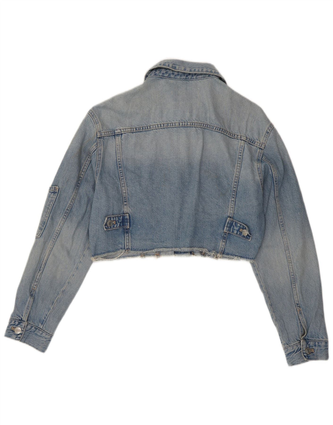 ZARA Γυναικείο Crop Oversized Τζιν μπουφάν UK 10 Small Blue Cotton