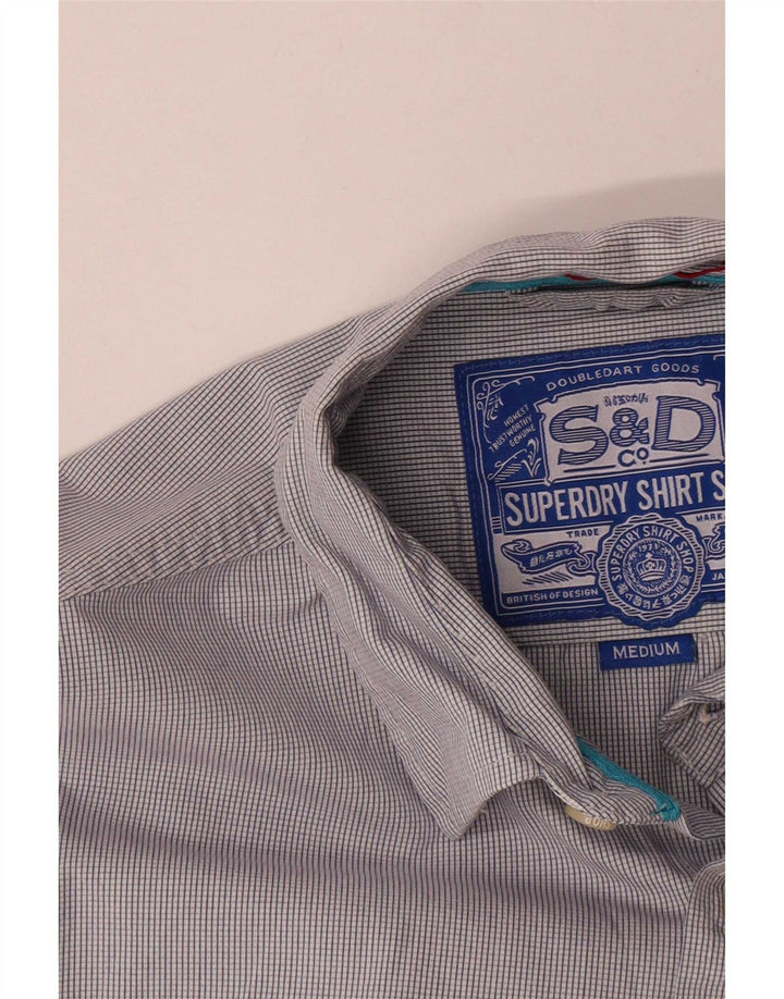 Ανδρικό πουκάμισο Superdry, μεσαίο γκρι βαμβακερό Gingham