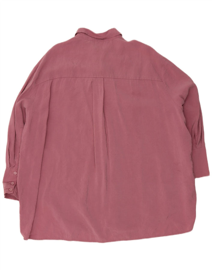 Zara Γυναικείο Longline πουκάμισο Oversized Μπλούζα UK 14 Medium Pink Modal