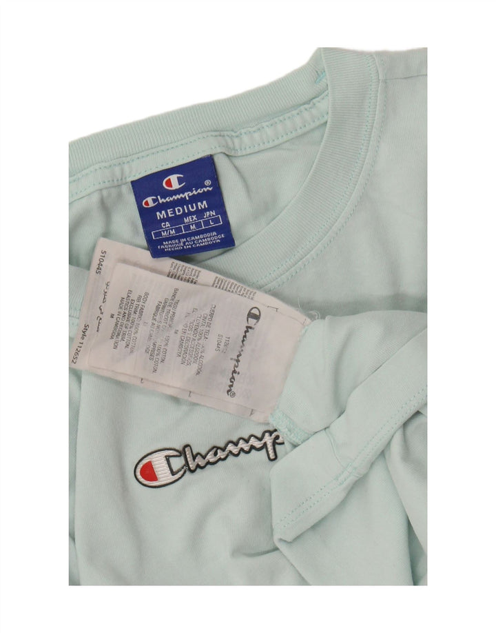 Γυναικείο Crop Graphic T-Shirt CHAMPION Top UK 14 μεσαίο τιρκουάζ βαμβάκι