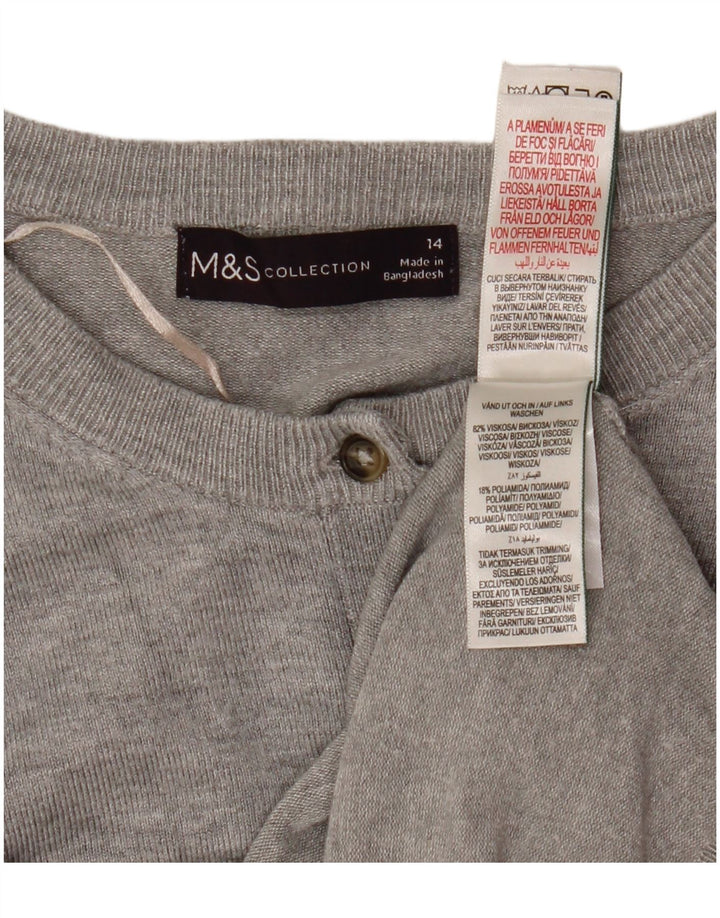 MARKS & SPENCER Γυναικείο πουλόβερ Crop Cardigan UK 14 Medium Grey Viscose