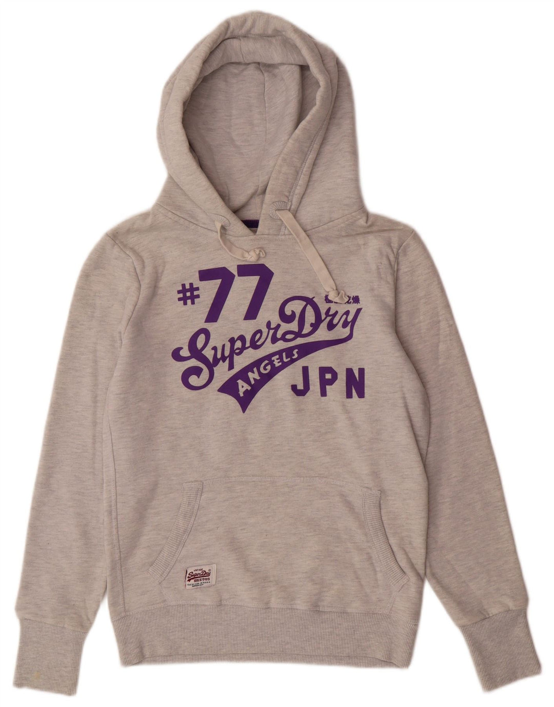 Superdry Γυναικείο Γραφικό Hoodie Jumper UK 12 Medium Grey Cotton