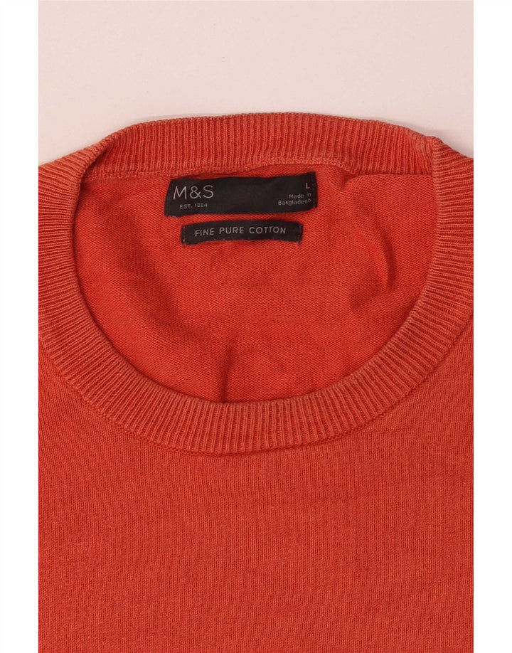 Marks & Spencer Ανδρικό πουλόβερ με λαιμόκοψη, μεγάλο πορτοκαλί