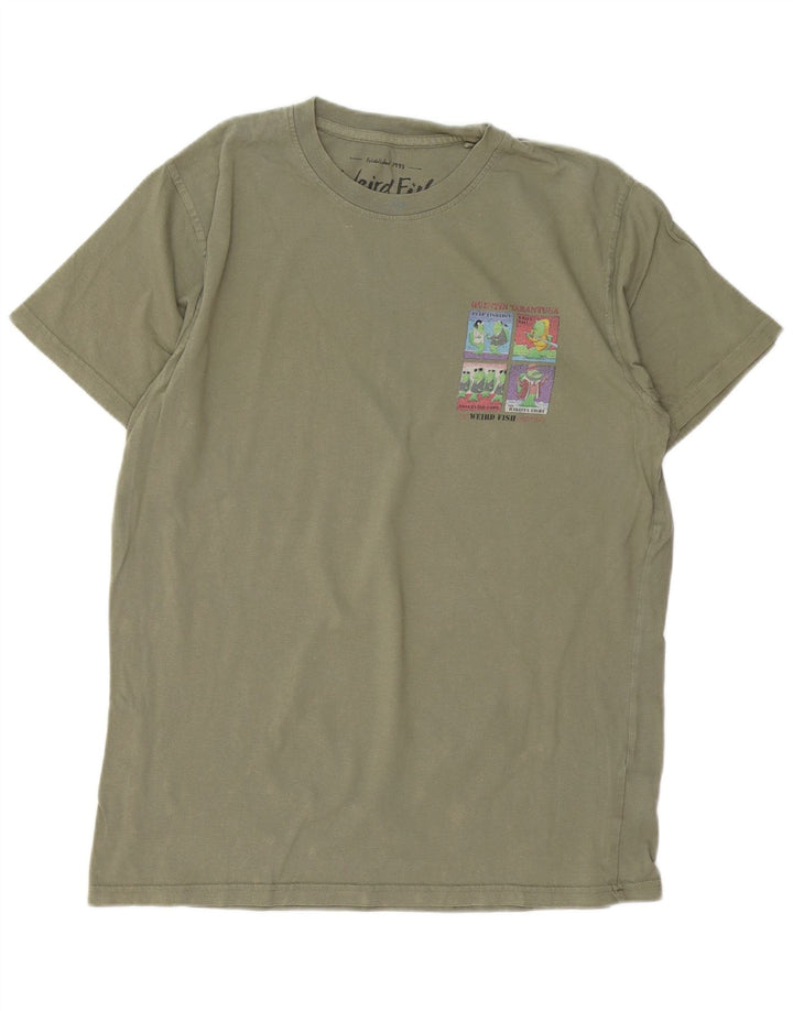 Μπλουζάκι Weird Fish Graphic T-Shirt Top μεγάλο χακί βαμβακερό