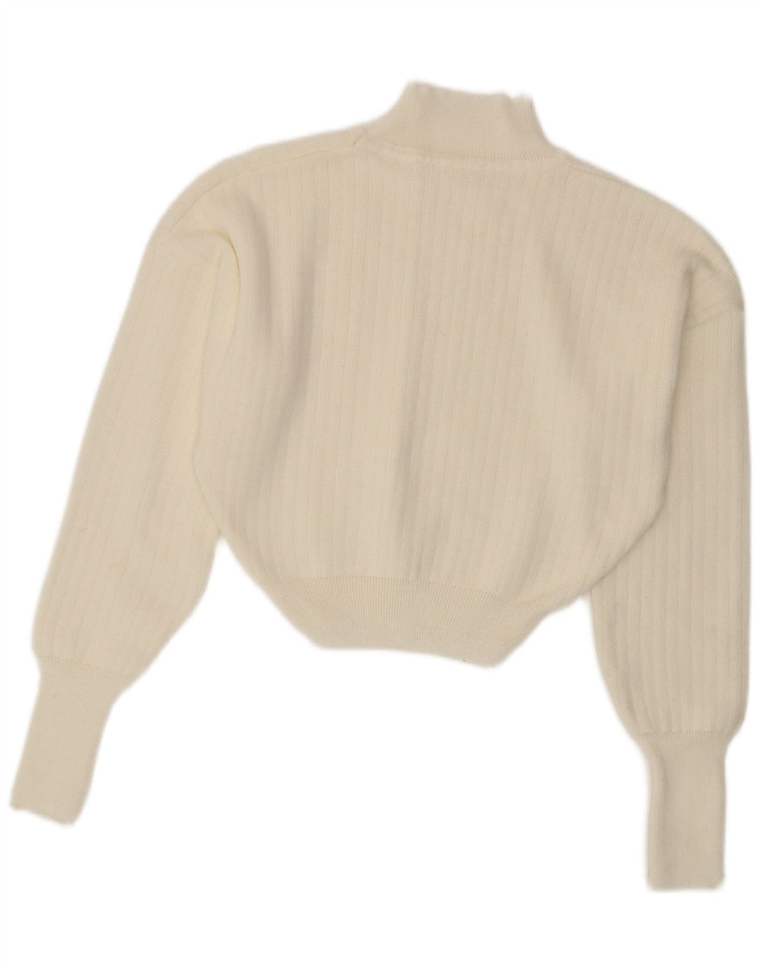 Vintage γυναικείο πουλόβερ με λαιμό χελώνα Crop UK 14 Medium White