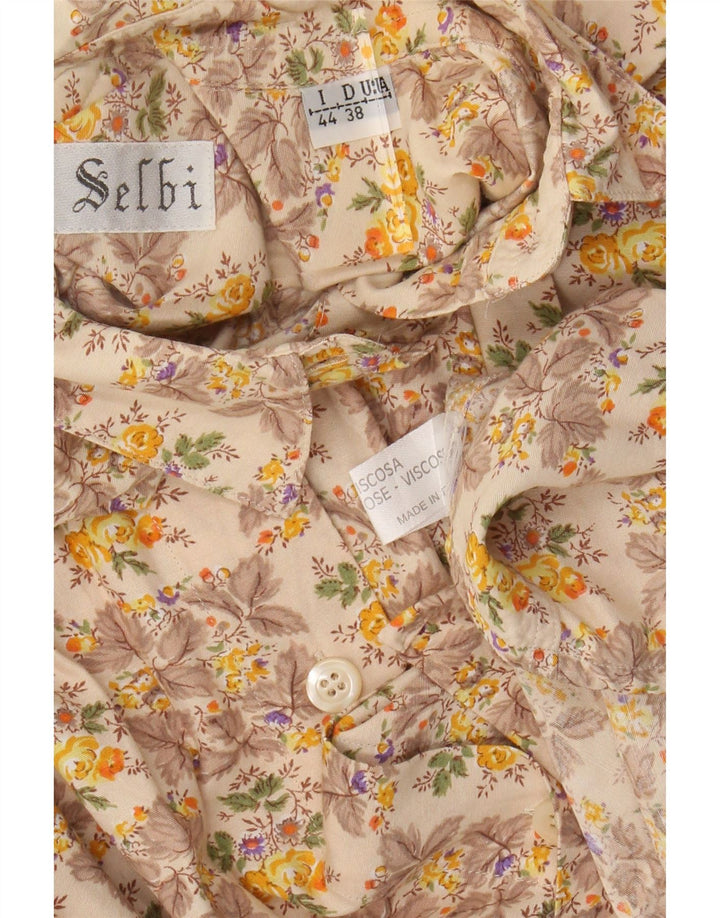 VINTAGE Γυναικείο Πουκάμισο Μπλούζα IT 44 Medium Beige Floral Viscose