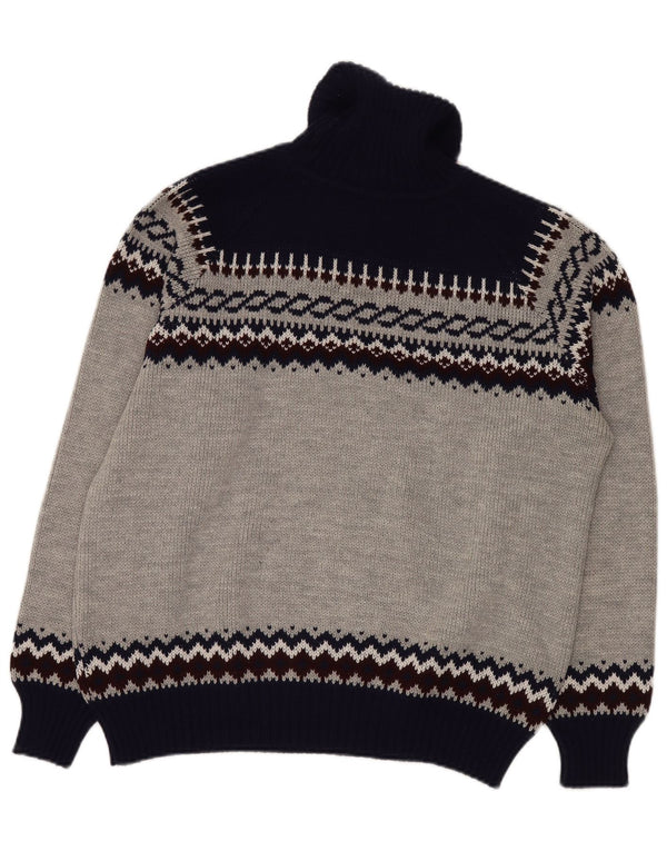 VINTAGE Ανδρικό πουλόβερ με ρολό λαιμόκοψη IT 52/54 Large Grey Fair Isle