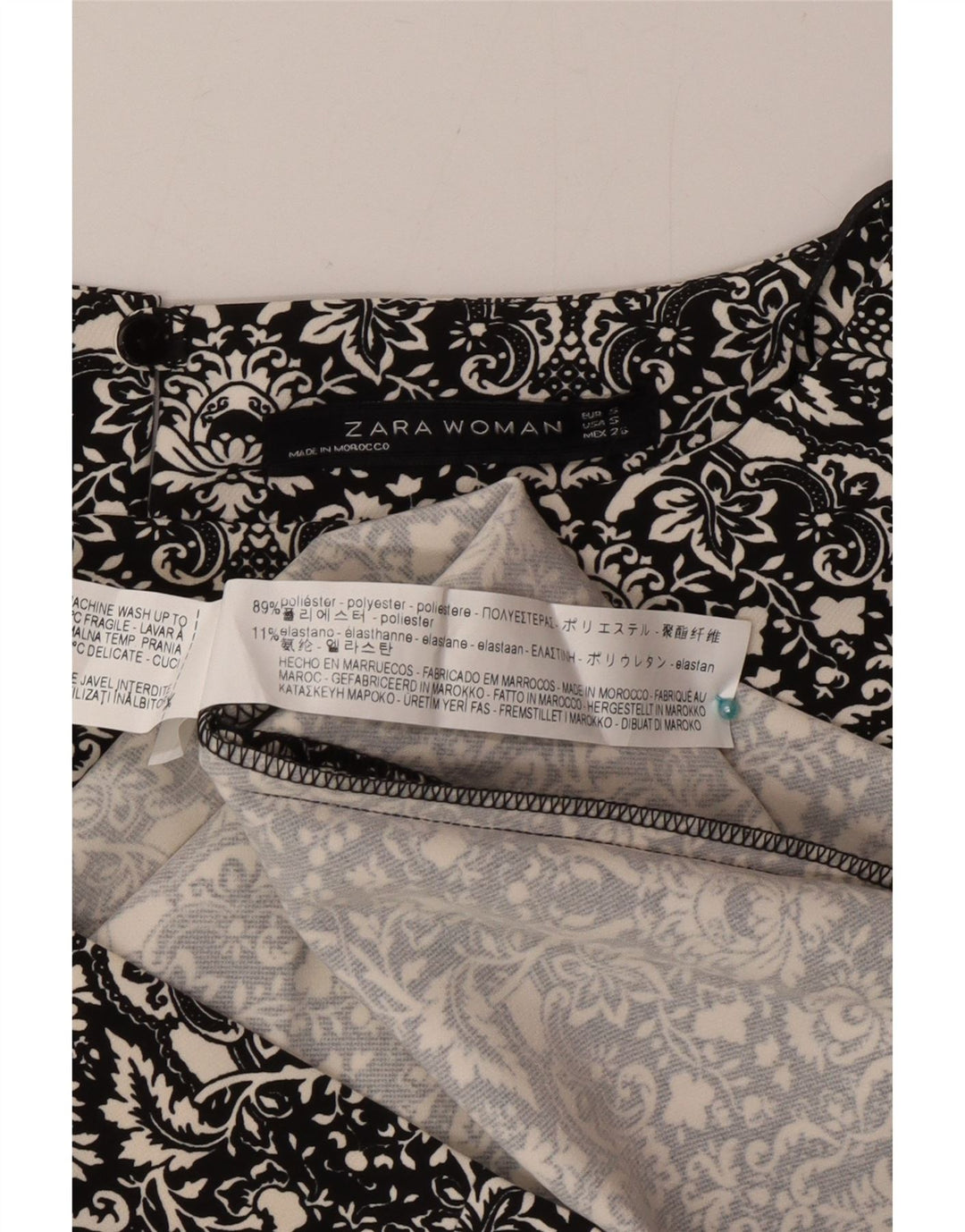 Zara Γυναικείο φόρεμα Shift UK 10 Small Black Floral Polyester