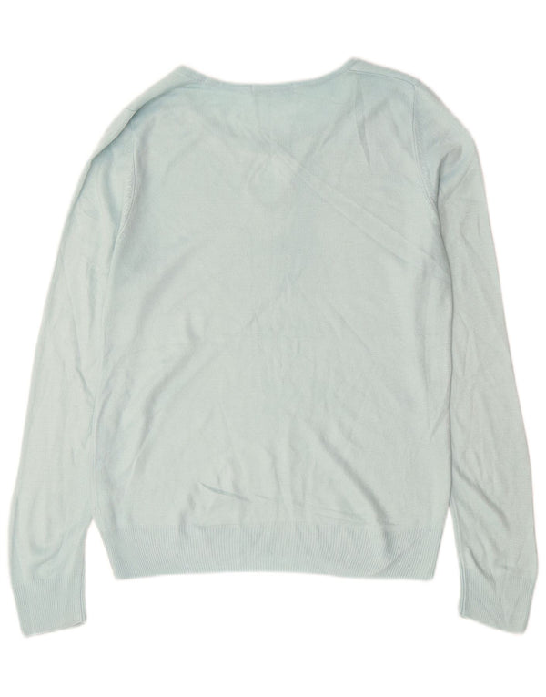 Marks & Spencer Γυναικείο πουλόβερ με λαιμό σκάφος UK 8 Small Blue Acrylic