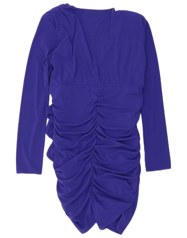 Zara Γυναικείο μακρυμάνικο Bodycon Φόρεμα UK 18 XL Navy Blue Polyester