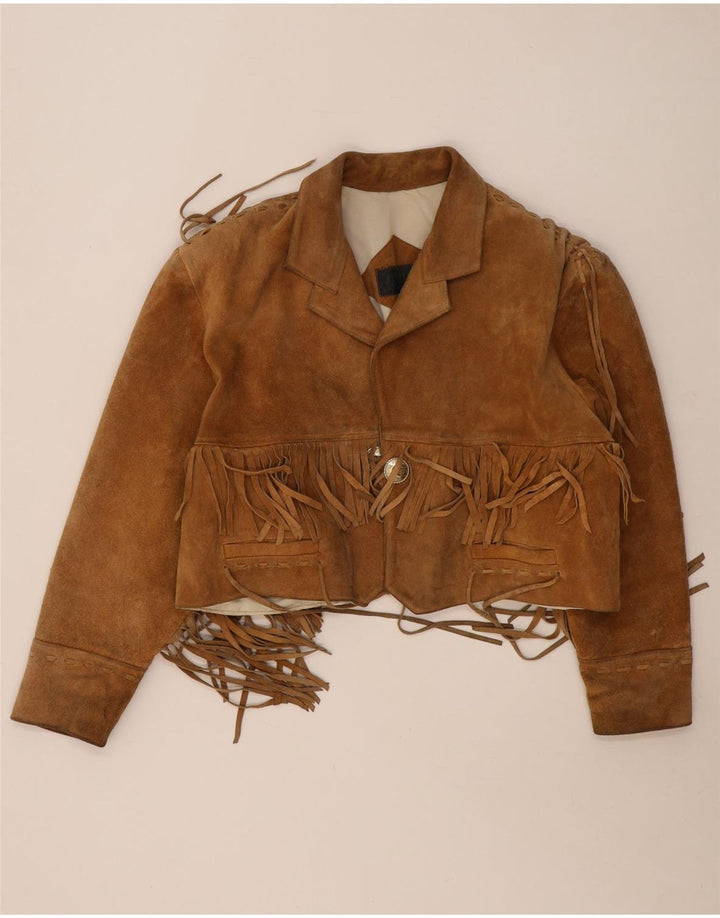 Vintage Γυναικείο Crop Suede Jacket UK 20 2XL Brown Western