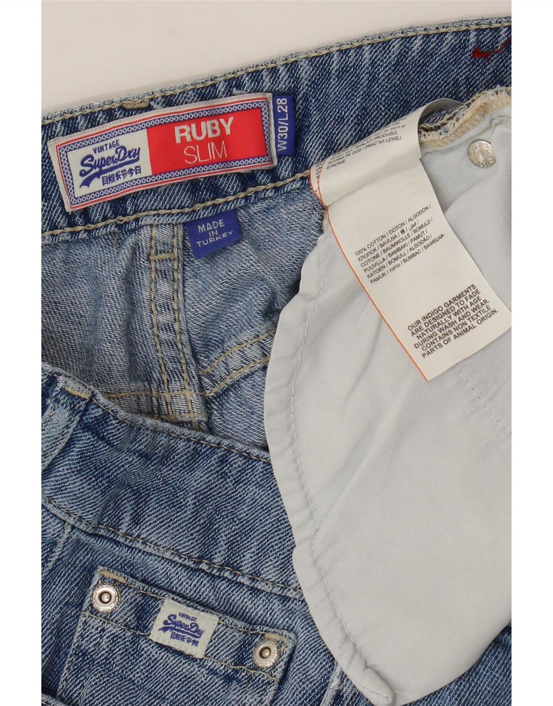 Superdry Γυναικείο Ruby High Waist Crop Slim Jeans W30 L24 Μπλε βαμβακερό