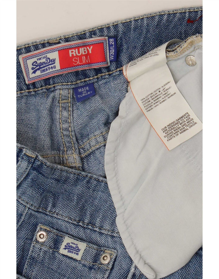 Superdry Γυναικείο Ruby High Waist Crop Slim Jeans W30 L24 Μπλε βαμβακερό